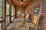 Main Level Screen Porch with 3 Rocking Chairs
